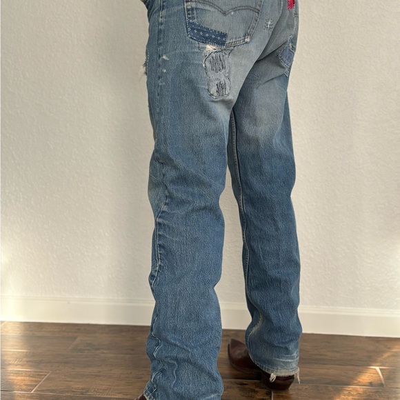 Wabi Sabi /kentsugi Repaired vintage Levi’s 501 Denim Jeans 36x32 USA 80’s - Picture 8 of 15